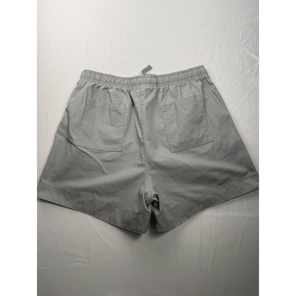 Linen Blend L Gray Drawstring Pull On Shorts Pockets Casual - Picture 4 of 6